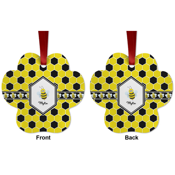 Honeycomb Metal Paw Ornament - Front and Back