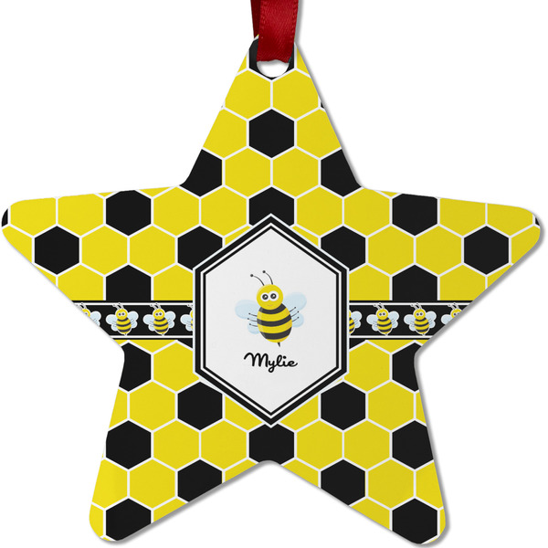 Custom Honeycomb Metal Star Ornament - Double Sided w/ Name or Text