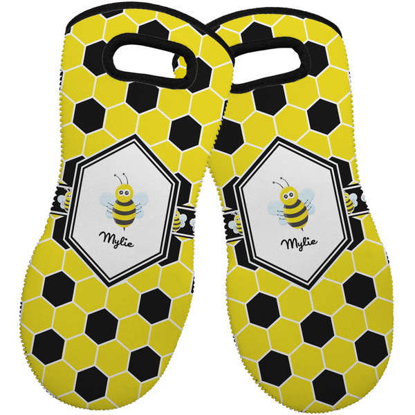 Custom Honeycomb Neoprene Oven Mitts - Set of 2 w/ Name or Text