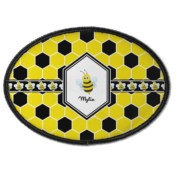 Custom Honeycomb Iron On Oval Patch w/ Name or Text