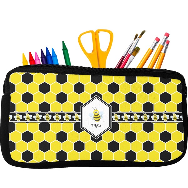 Custom Honeycomb Neoprene Pencil Case - Small w/ Name or Text