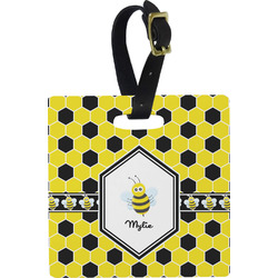 Honeycomb Plastic Luggage Tag - Square w/ Name or Text