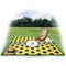 Honeycomb Picnic Blanket - with Basket Hat and Book - in Use