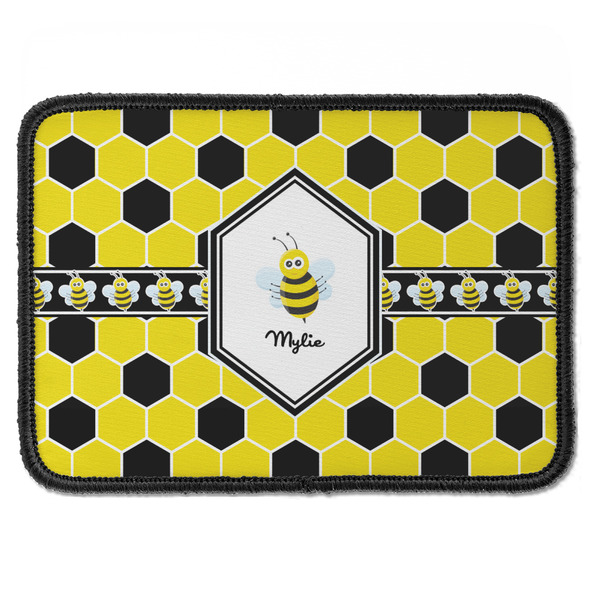 Custom Honeycomb Iron On Rectangle Patch w/ Name or Text