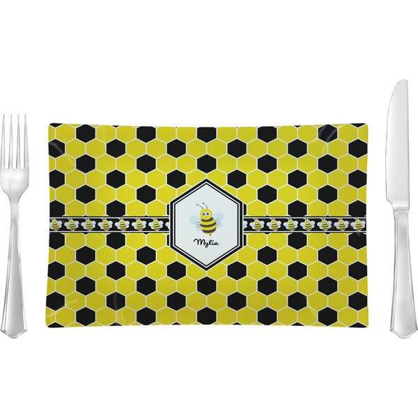 Custom Honeycomb Glass Rectangular Lunch / Dinner Plate (Personalized)