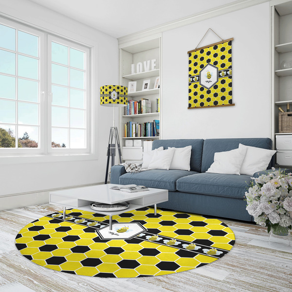 Honeycomb Round Area Rug - IN CONTEXT