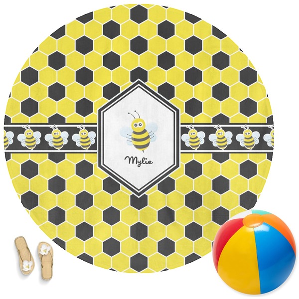 Custom Honeycomb Round Beach Towel (Personalized)