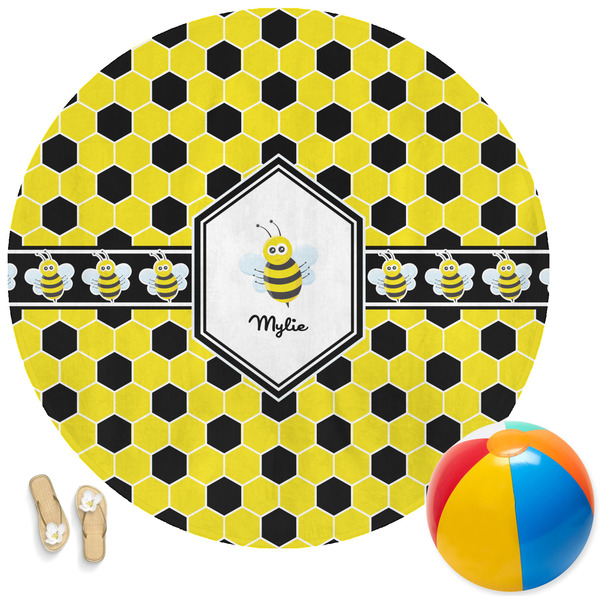 Custom Honeycomb Round Beach Towel (Personalized)