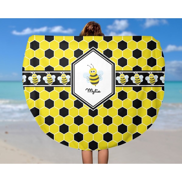 Honeycomb Round Beach Towel - In Use