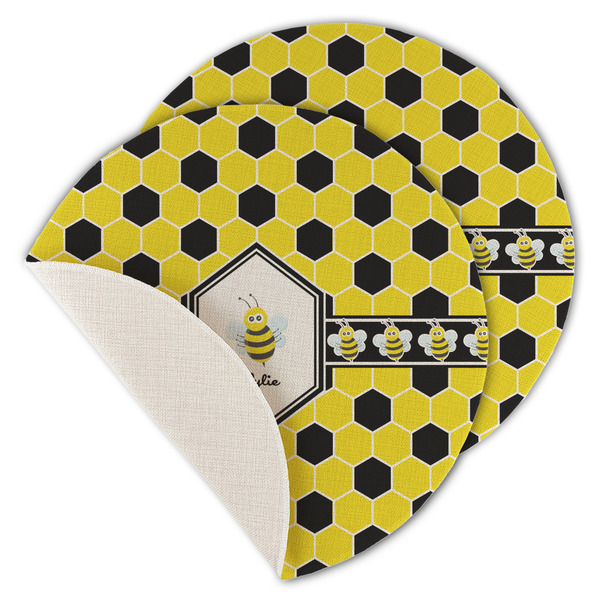 Custom Honeycomb Round Linen Placemat - Single Sided - Set of 4 (Personalized)