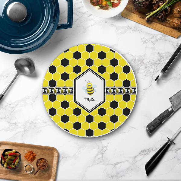 Honeycomb Round Stone Trivet - In Context View