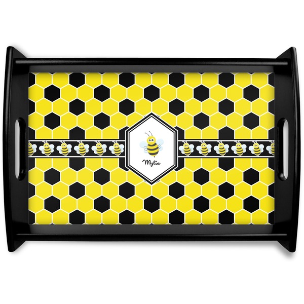Custom Honeycomb Black Wooden Tray - Small (Personalized)