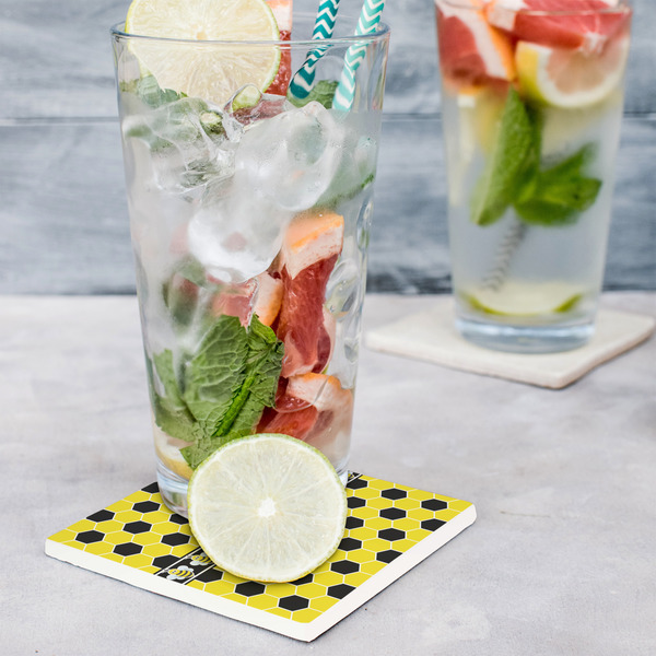 Honeycomb Set of 4 Stone Coasters - In Context View