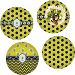 Honeycomb Set of 4 Glass Lunch / Dinner Plate 10" (Personalized)