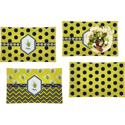 Honeycomb Set of 4 Glass Rectangular Lunch / Dinner Plate (Personalized)