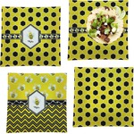 Honeycomb Set of 4 Glass Square Lunch / Dinner Plate 9.5" (Personalized)