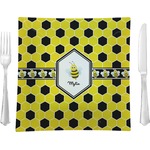 Honeycomb 9.5" Glass Square Lunch / Dinner Plate- Single or Set of 4 (Personalized)