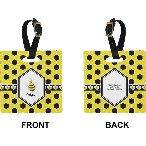 Honeycomb Square Luggage Tag (Front + Back)