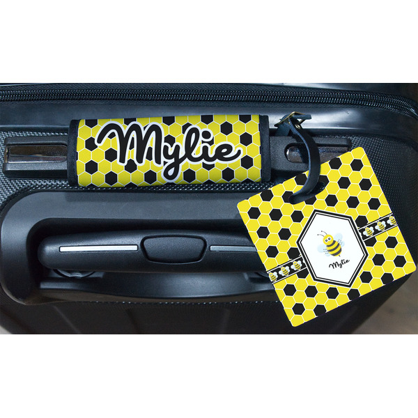 Honeycomb Square Luggage Tag & Handle Wrap - In Context