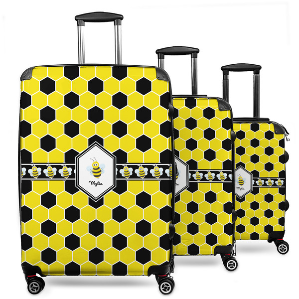 Custom Honeycomb 3 Piece Luggage Set - 20" Carry On, 24" Medium Checked, 28" Large Checked (Personalized)