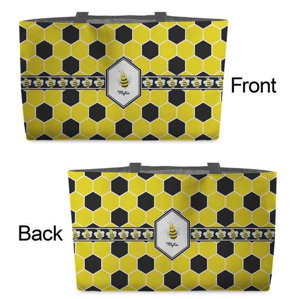 Honeycomb Tote w/Black Handles - Front & Back Views
