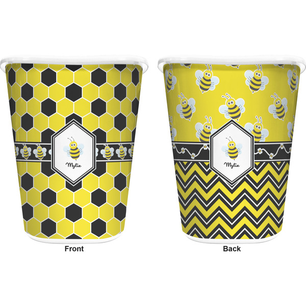 Honeycomb Trash Can White - Front and Back - Apvl
