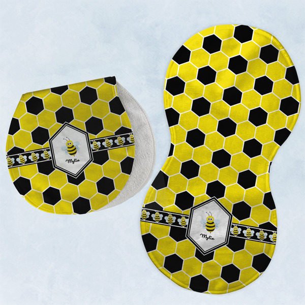 Custom Honeycomb Burp Pads - Velour - Set of 2 w/ Name or Text