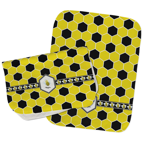 Custom Honeycomb Burp Cloths - Fleece - Set of 2 w/ Name or Text