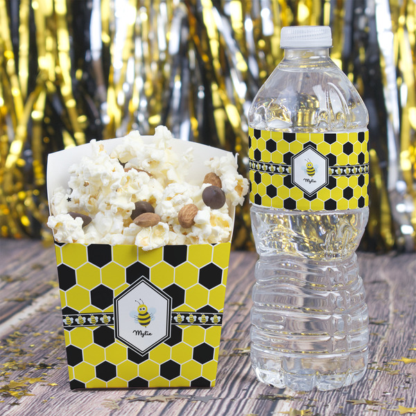 Honeycomb Water Bottle Label - w/ Favor Box