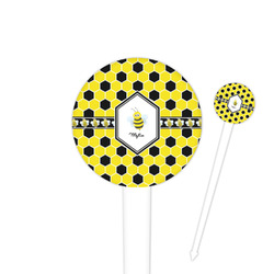 Honeycomb 4" Round Plastic Food Picks - White - Single Sided (Personalized)