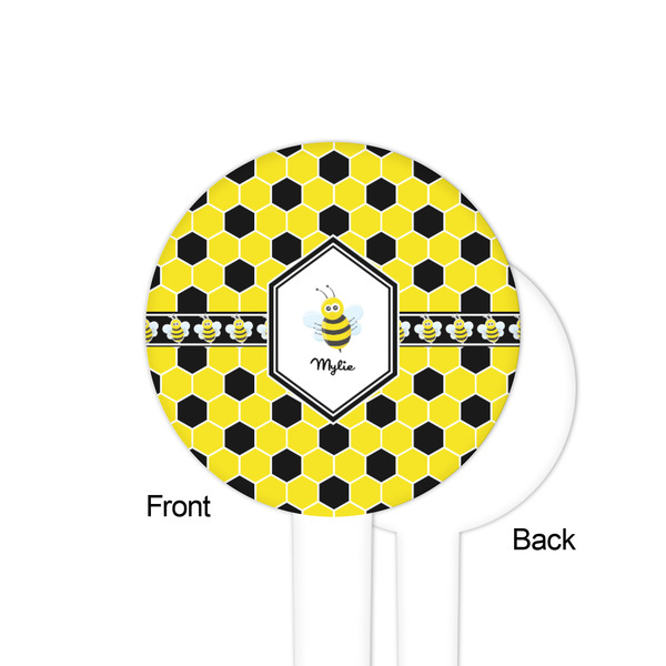 Honeycomb White Plastic 4" Food Pick - Round - Single Sided - Front & Back