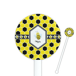 Honeycomb 5.5" Round Plastic Stir Sticks - White - Single Sided (Personalized)