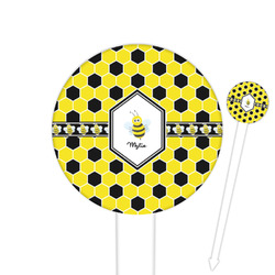 Honeycomb 6" Round Plastic Food Picks - White - Single Sided (Personalized)