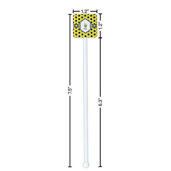 Honeycomb White Plastic Stir Stick - Square - Dimensions