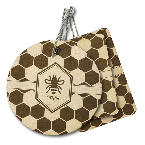 Custom Honeycomb Wood Luggage Tag (Personalized)
