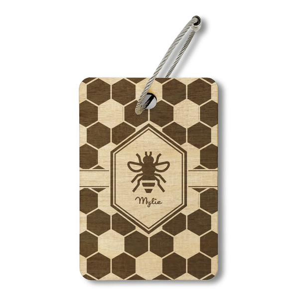 Custom Honeycomb Wood Luggage Tag - Rectangle (Personalized)