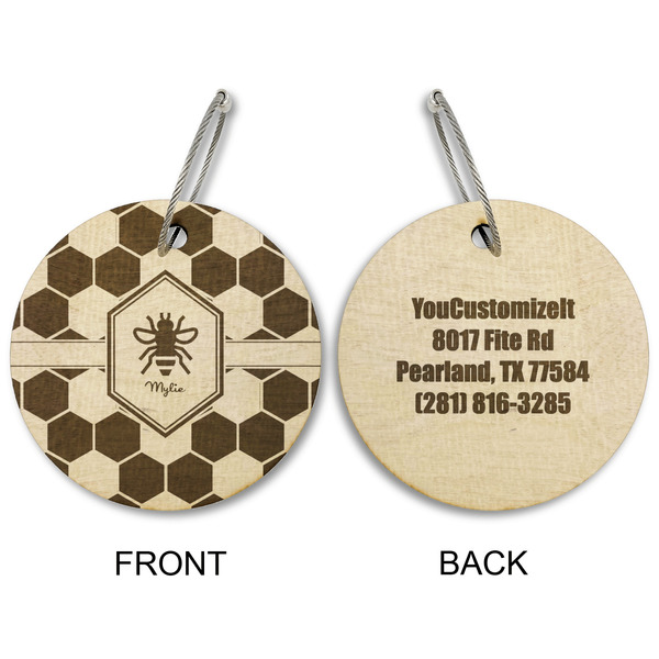 Honeycomb Wood Luggage Tags - Round - Approval
