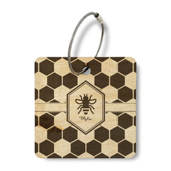 Honeycomb Wood Luggage Tag - Square (Personalized)