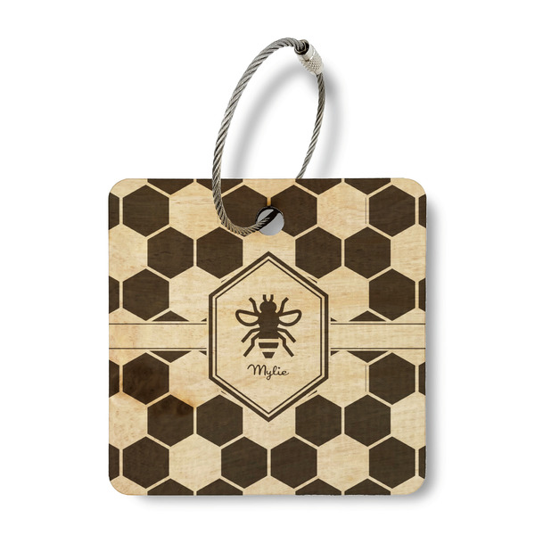 Custom Honeycomb Wood Luggage Tag - Square (Personalized)