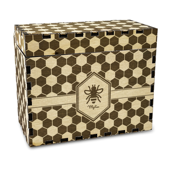 Custom Honeycomb Wood Recipe Box - Laser Engraved (Personalized)