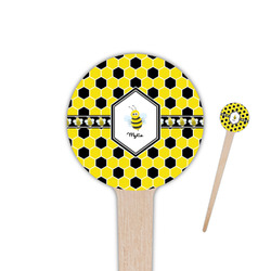 Honeycomb 4" Round Wooden Food Picks - Single Sided (Personalized)