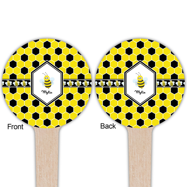 Honeycomb Wooden 4" Food Pick - Round - Double Sided - Front & Back