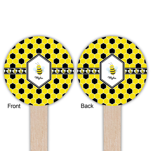 Honeycomb Wooden 6" Food Pick - Round - Double Sided - Front & Back