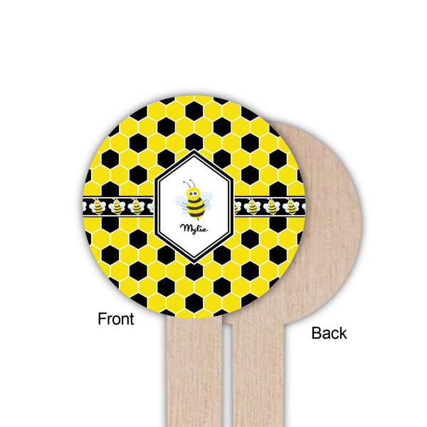 Honeycomb Wooden 6" Food Pick - Round - Single Sided - Front & Back