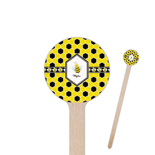 Custom Honeycomb 6" Round Wooden Stir Sticks - Single Sided (Personalized)