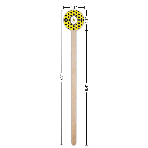 Honeycomb Wooden 7.5" Stir Stick - Round - Dimensions