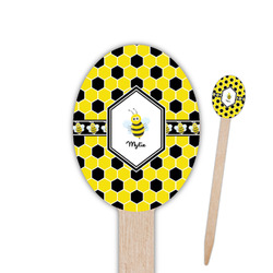 Honeycomb Oval Wooden Food Picks - Single Sided (Personalized)