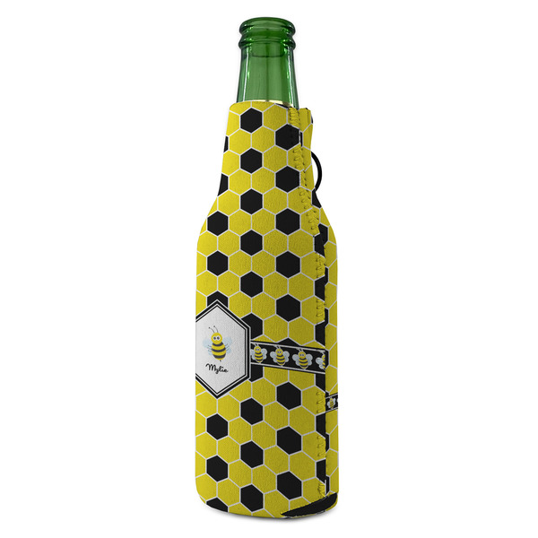 Honeycomb Zipper Bottle Cooler - ANGLE (bottle)