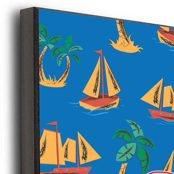 Boats & Palm Trees 11x14 Wood Print - Closeup