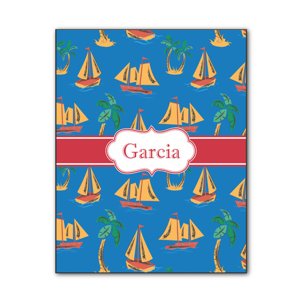 Custom Boats & Palm Trees Wood Print - 11x14 (Personalized)